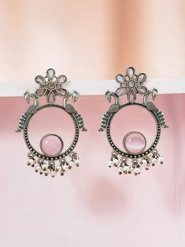Silver_Oxidised_Pink_Stone_Peacock_Chandbali_Earrings_For_Women
