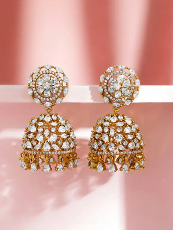 Gold_And_Silver_Cubic_Zirconia_Gold-Tone_Jhumka_Earrings_For_Women