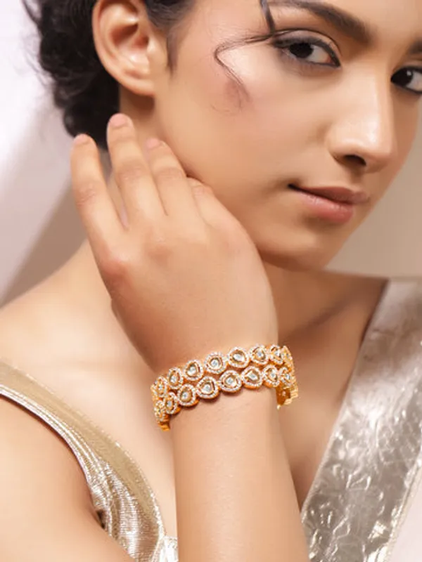 Gold_Plated_Cubic_Zirconia_Floral_Bangles_For_Women