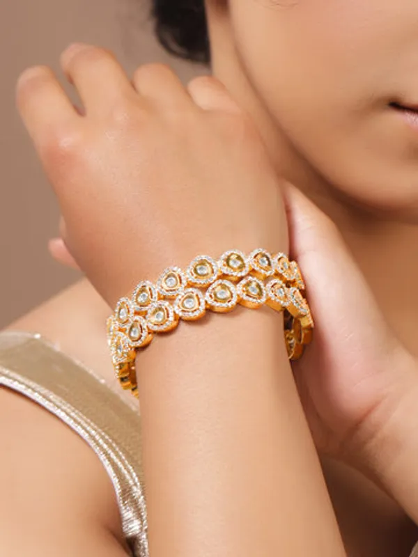 Gold_Plated_Cubic_Zirconia_Floral_Bangles_For_Women