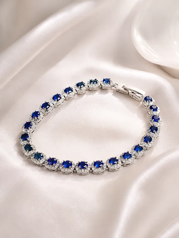 Blue_Sapphire_Cubic_Zirconia_Rhodium-Plated_Tennis_Bracelet_For_Women