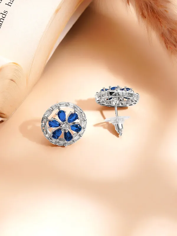 Blue_Floral_Pendant_And_Earrings_Jewellery_Set_For_Women