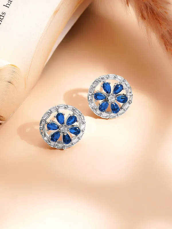 Blue_Floral_Pendant_And_Earrings_Jewellery_Set_For_Women