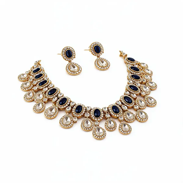 Royal_Sapphire_Crystal_Gold-Tone_Statement_Necklace_Set_For_Women