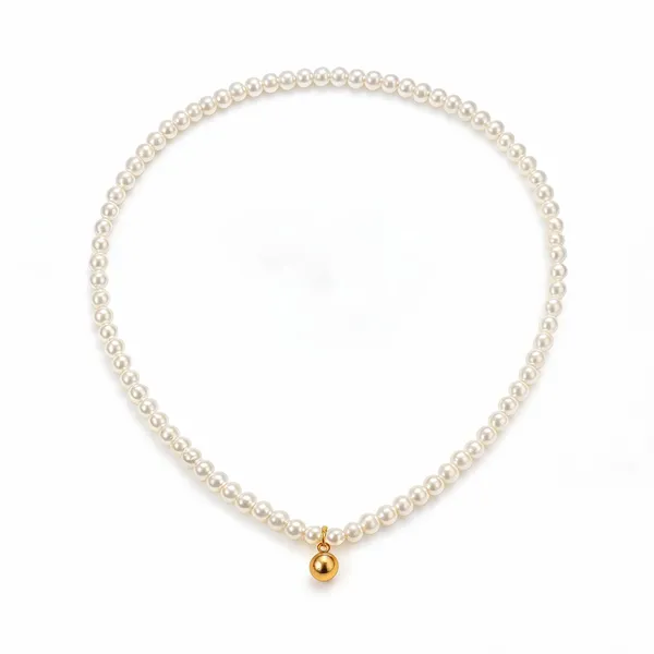 White_Pearl_Gold_Charm_Layered_Necklace_For_Women