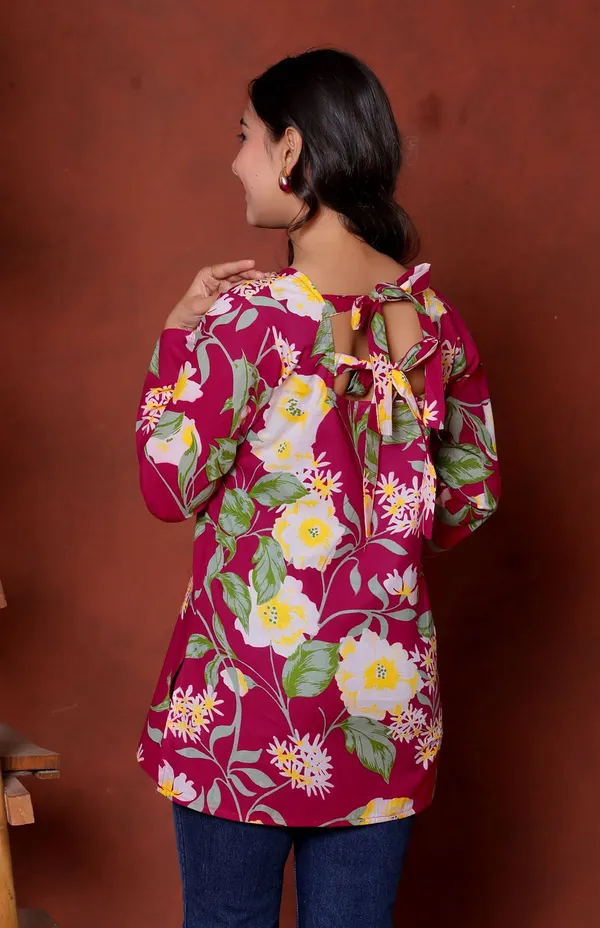 Magenta_Floral_Print_Long_Sleeve_Top_for_Women