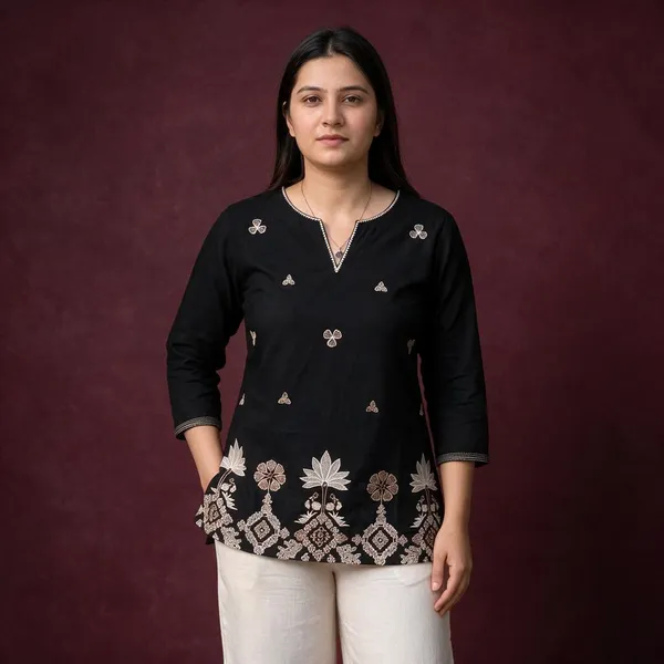 Black_Embroidered_Straight_Kurti_for_Women