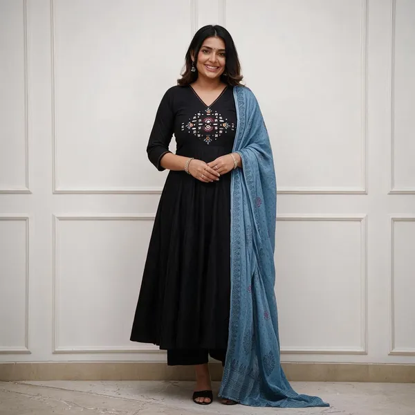 Black_Printed_Anarkali_Kurta_Set_With_Dupatta_For_Women