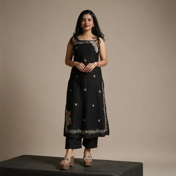 Black_Embroidered_A-Line_Kurta_Set_for_Women