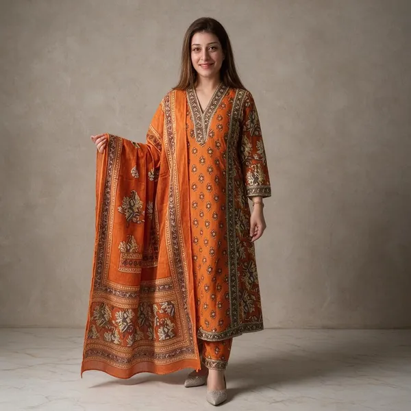Orange_Printed_Ethnic_Kurta_Set_for_Women