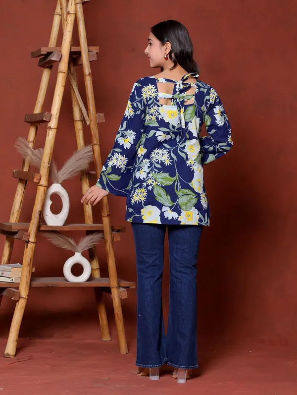 Navy_Floral_Print_Long_Sleeve_Top_for_Women