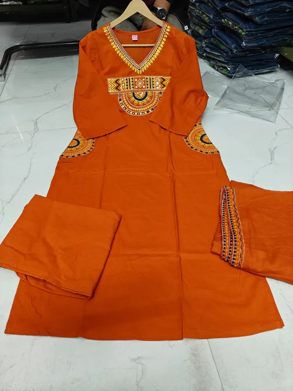 Orange_Embroidered_Straight_Salwar_Suit_Set_for_Women