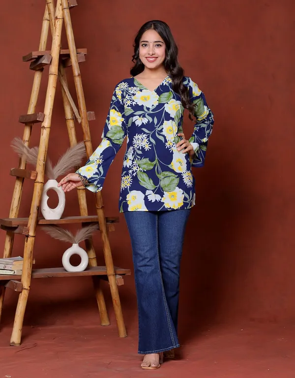 Navy_Floral_Print_Long_Sleeve_Top_for_Women