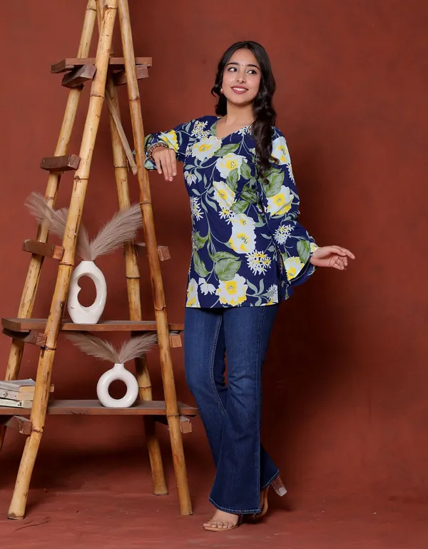 Navy_Floral_Print_Long_Sleeve_Top_for_Women
