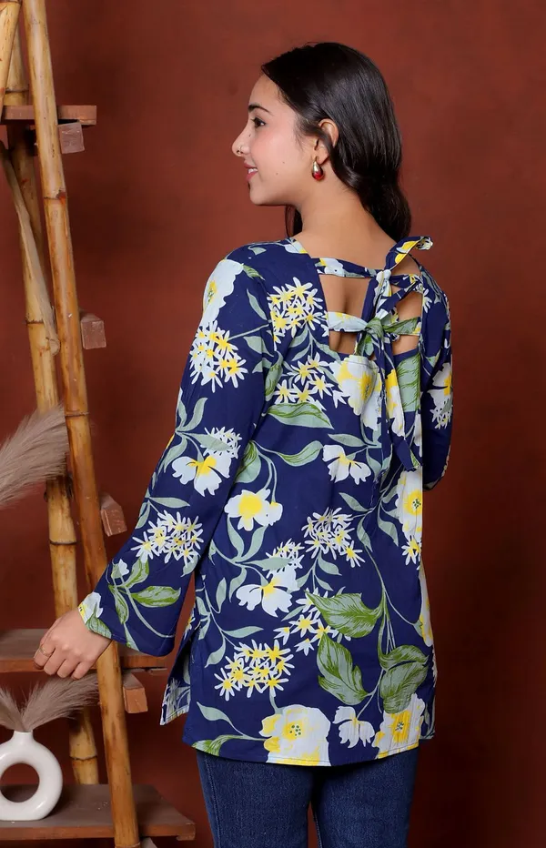 Navy_Floral_Print_Long_Sleeve_Top_for_Women