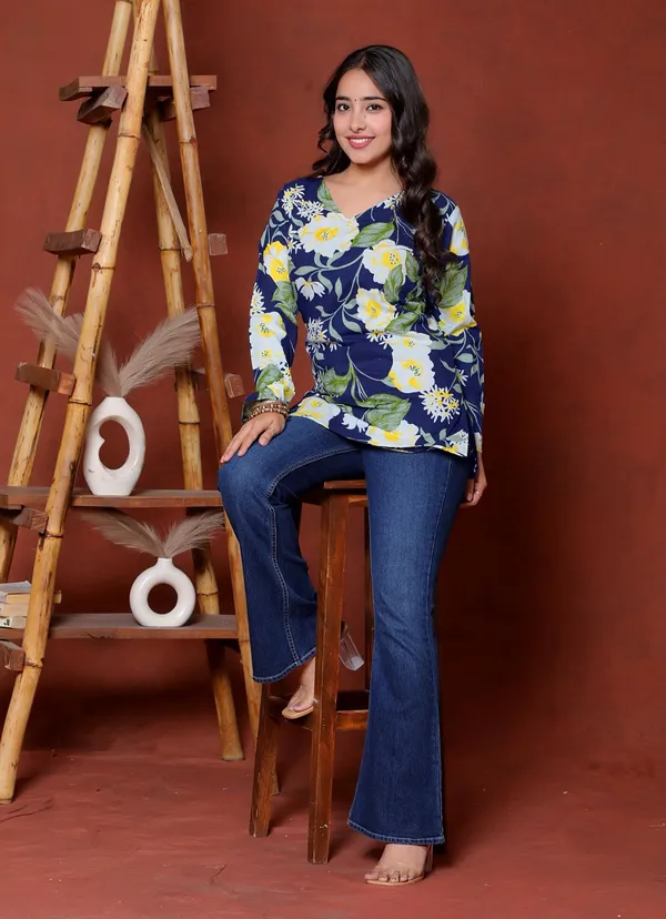 Navy_Floral_Print_Long_Sleeve_Top_for_Women