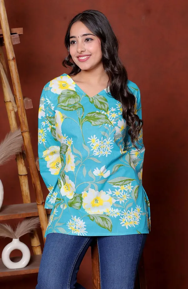 Blue_Floral_Print_Long_Sleeve_Tunic_Top_for_Women