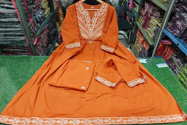 Orange_Embroidered_Anarkali_Suit_Set_for_Women