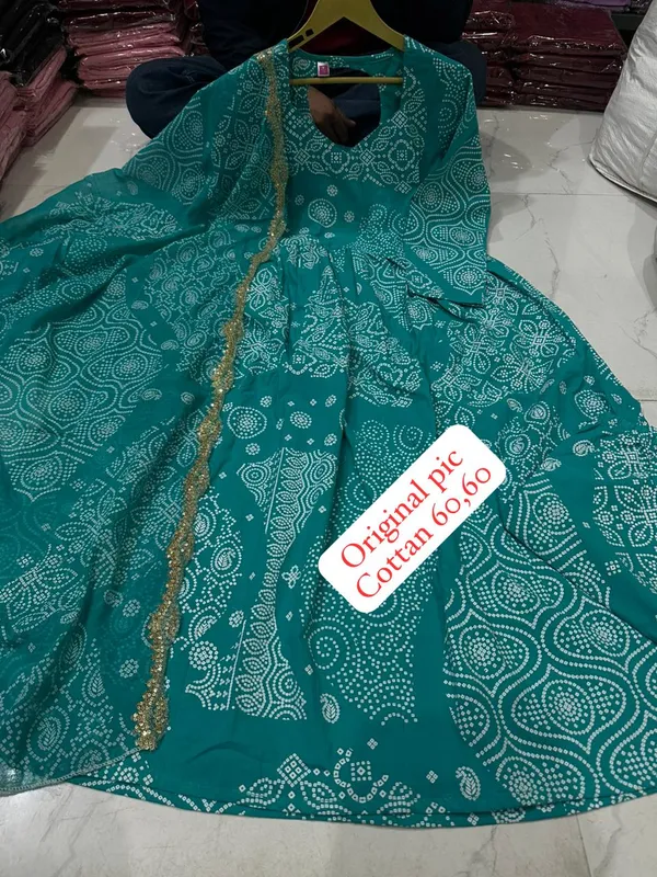 Teal_Printed_Flared_Anarkali_Dress_For_Women