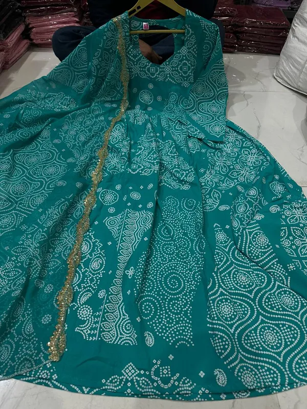 Teal_Printed_Flared_Anarkali_Dress_For_Women