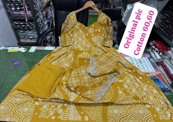 Mustard_Printed_Anarkali_Suit_Set_for_Women