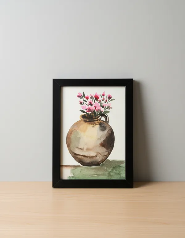Black_Framed_Floral_Vase_Wall_Art