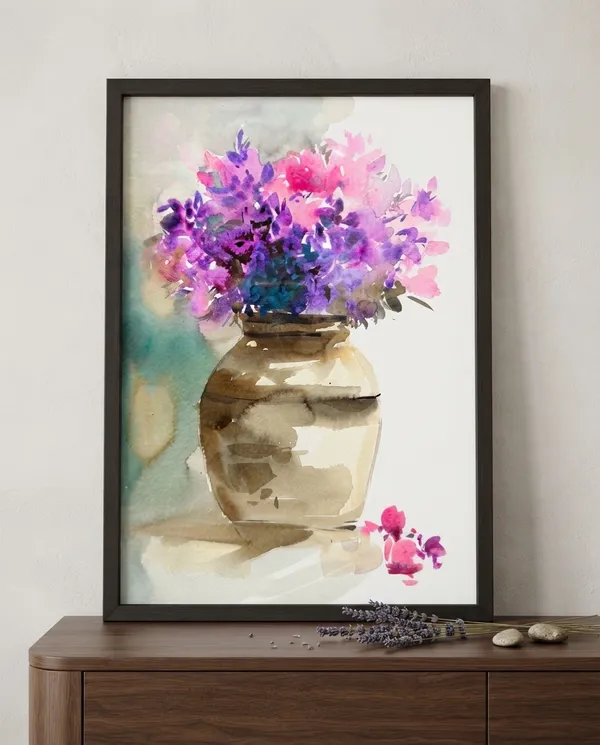 Black_Framed_Floral_Vase_Wall_Art