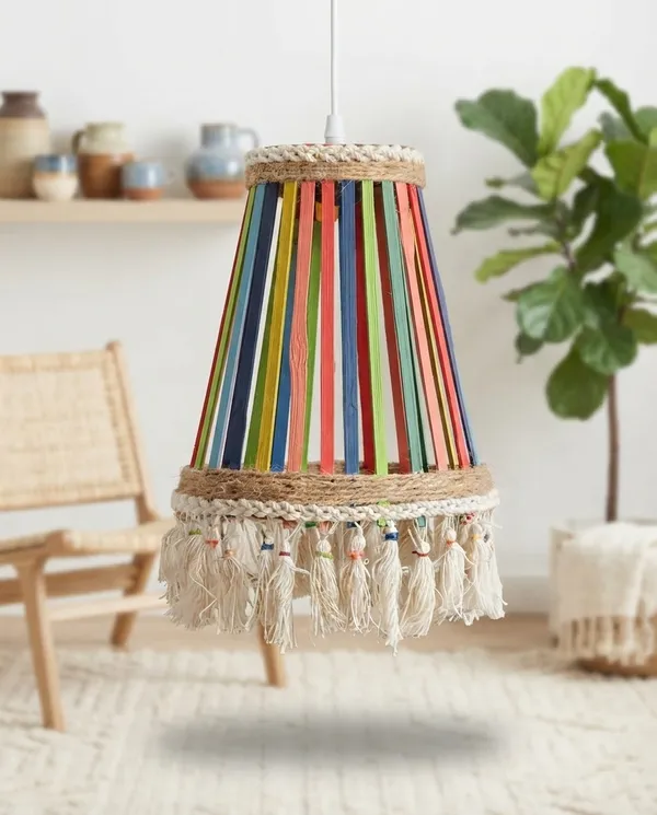 Jute_Bohemian_Multicolor_Striped_Pendant_Lampshade