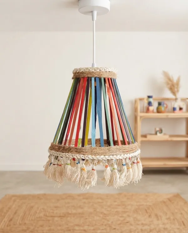 Jute_Bohemian_Multicolor_Striped_Pendant_Lampshade