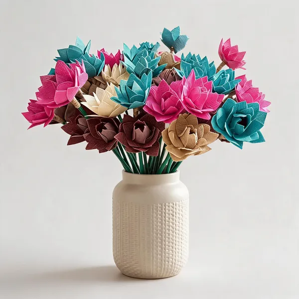 Multicolor_Jute_Fabric_Artificial_Flower_Arrangement_With_Vase_For_Home_Decor