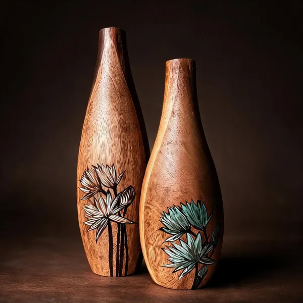 Mango_Wood_With_Acrylic_Paint_(Washable)_Decorative_Vase_Set_For_Home_Decor