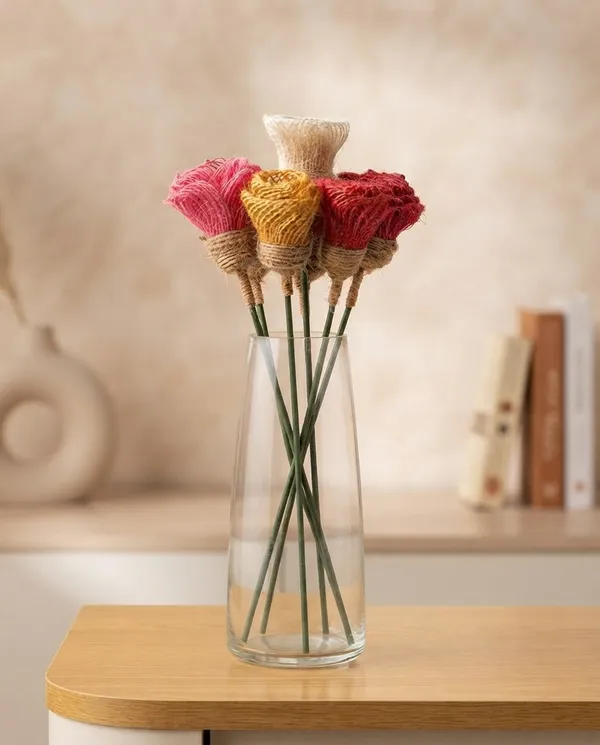 Jute_Multicolor_Artificial_Flower_Arrangement_With_Glass_Vase