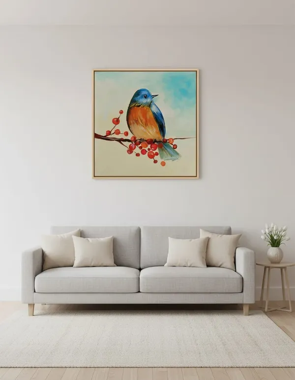 Framed_Colorful_Bird_Branch_Artwork
