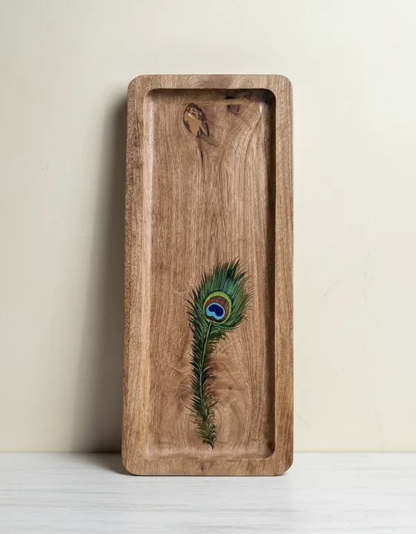Wooden_Decorative_Peacock_Feather_Serving_Tray