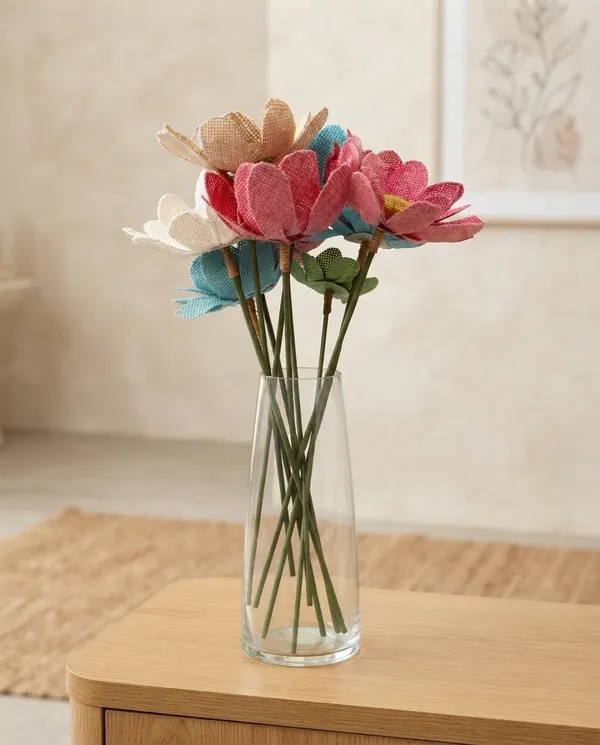 Jute_Fabric_Artificial_Flower_Bouquet_For_Home_Decor