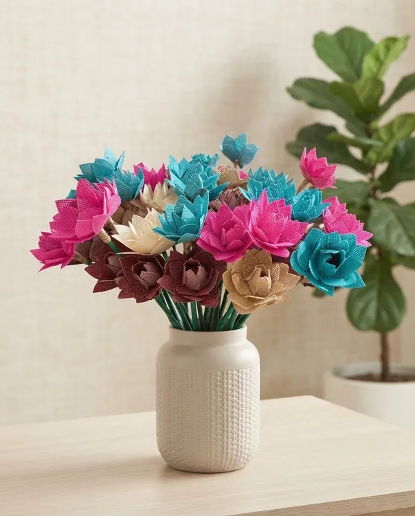 Fabric_Floral_Artificial_Flower_Arrangement_With_Vase