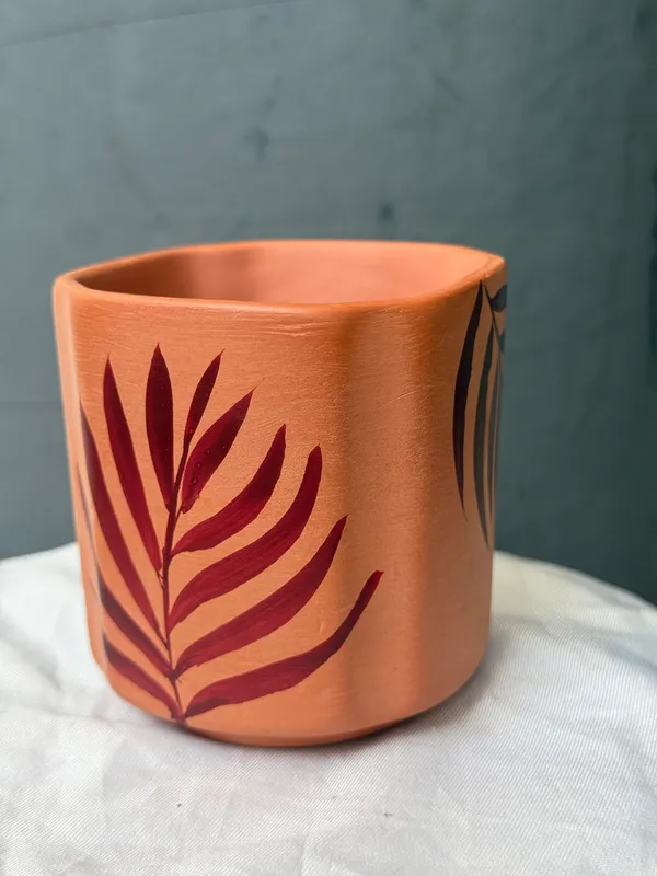 Terracotta_Hand_Painted_Leaf_Design_Planter_Pot