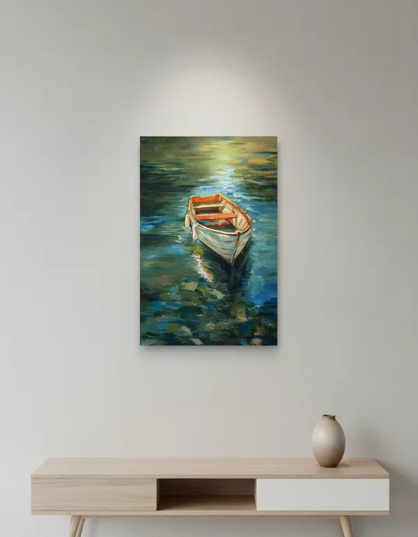 Scenic_Boat_Watercolor_Wall_Painting