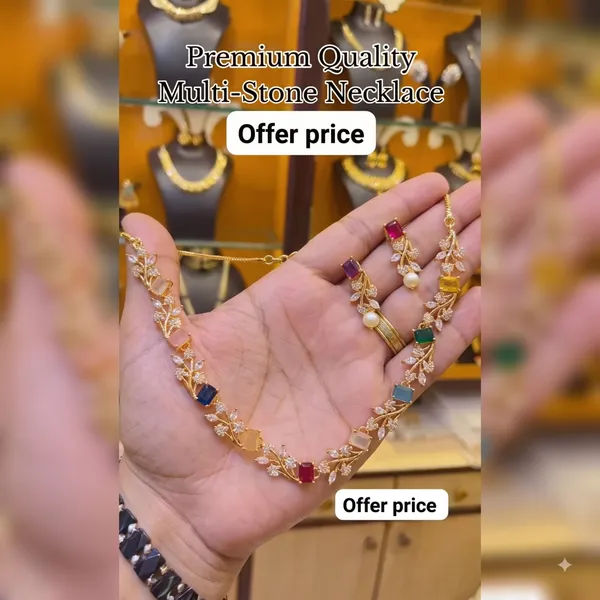 Gold_Tone_Multicolor_Stone_Leaf_Necklace_Set_For_Women