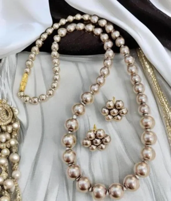 Pearl_Bead_Layered_Necklace_And_Earrings_Set_For_Women