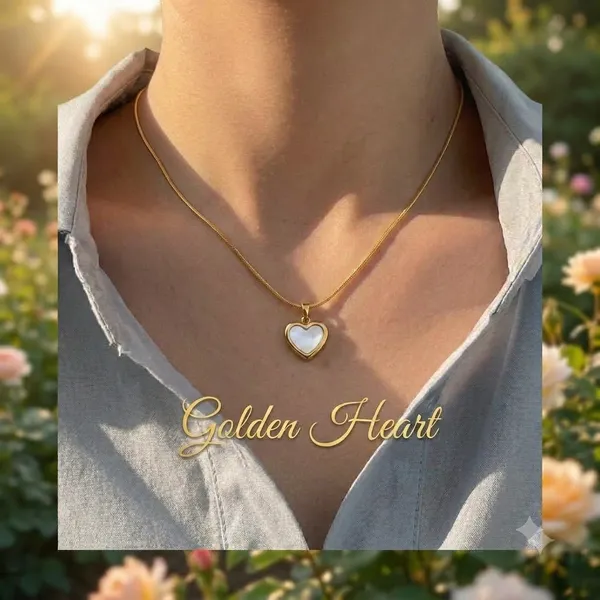 Gold_Tone_White_Heart_Pendant_Necklace_For_Women