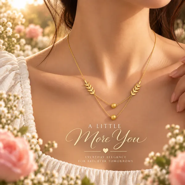 Gold_Tone_Leaf_Accent_Layered_Pendant_Necklace_For_Women