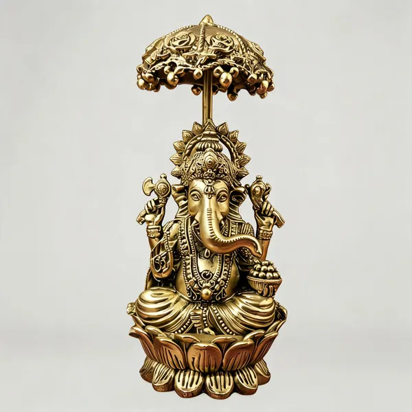 Gold_Finish_Traditional_Lord_Ganesha_Idol_With_Canopy