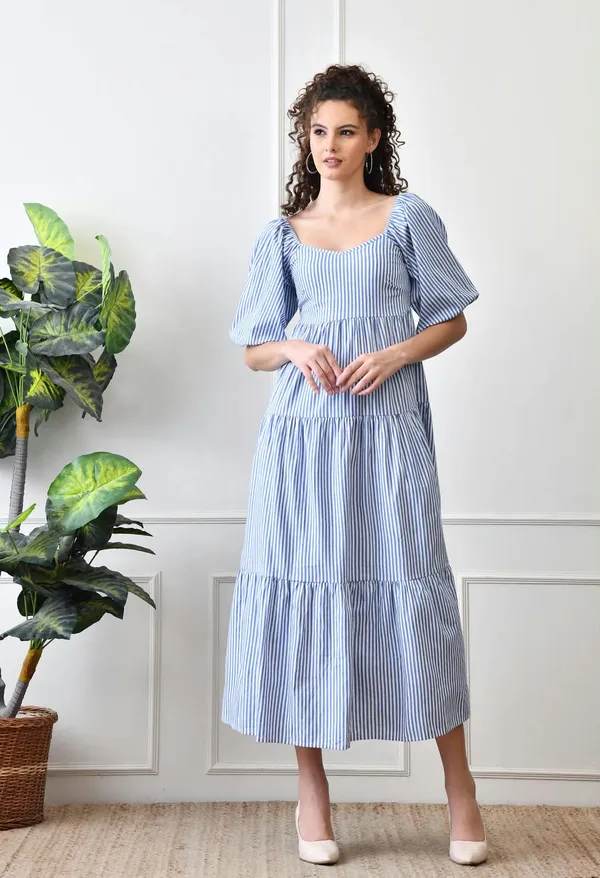 Blue_Cotton_Striped_Tiered_Midi_Dress_For_Women