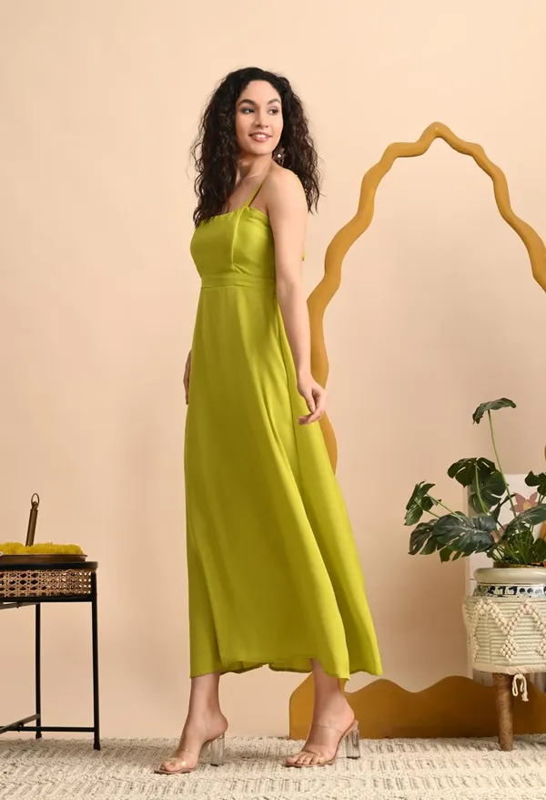 Lime_Satin_Strappy_Maxi_Dress_For_Women