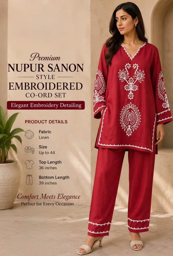 Red_Linen_Embroidered_Co_Ord_Set_For_Women