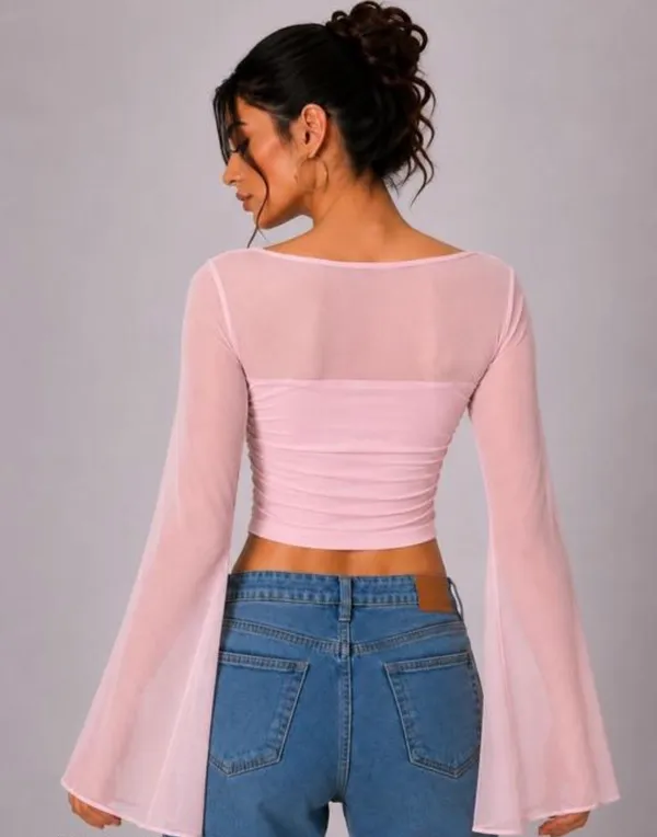 Pink_Net_Ruched_Crop_Top_For_Women