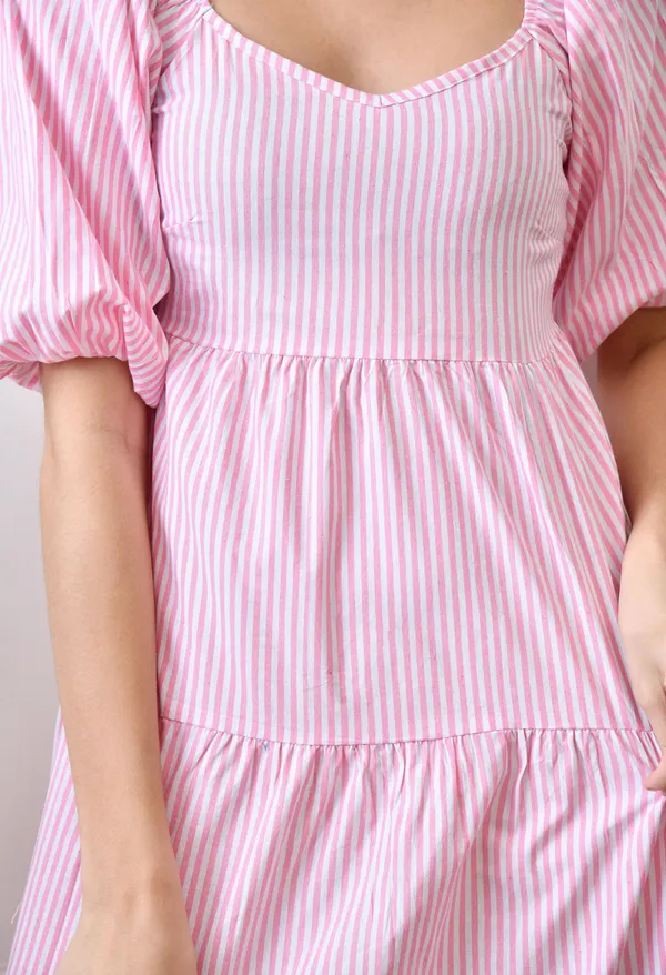 Pink_Cotton_Striped_Tiered_Midi_Dress_For_Women