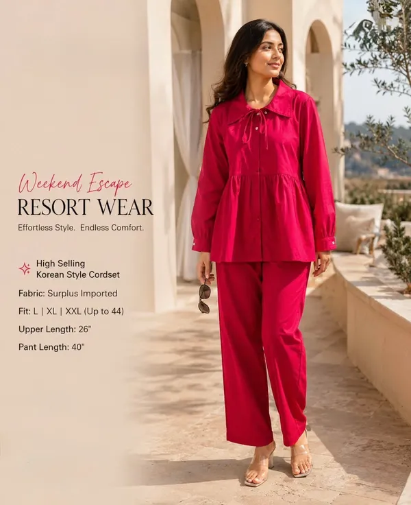 Red_Cotton_Korean_Style_Co_Ord_Set_For_Women