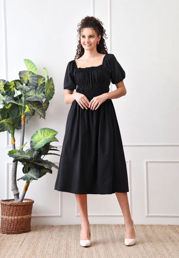 Black_Cotton_Off_Shoulder_Midi_Dress_For_Women